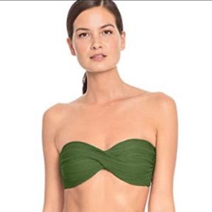 NWT Robin Piccone Lily Bandeau Bikini Top Basil Removable Halter Tie Large